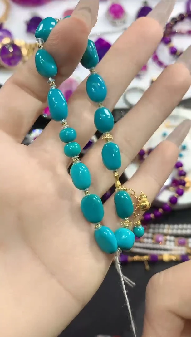 18K金镶嵌绿松石.手串