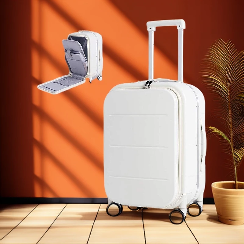 前置开口登机行李箱旅行箱20寸24寸线框拉杆箱商务时尚风