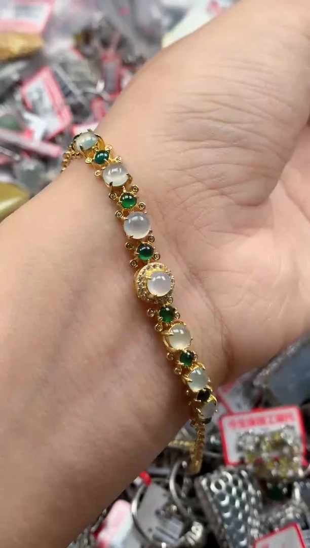 银S925镶嵌戒指翡翠天然A货缅甸翡翠
