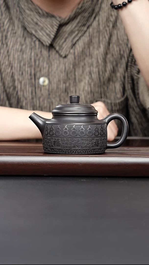 茶壶紫砂宜兴紫砂 百福福禄德钟 石黄 李雨遥 769