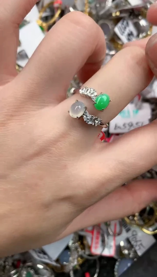 银S925镶嵌戒指翡翠888           10