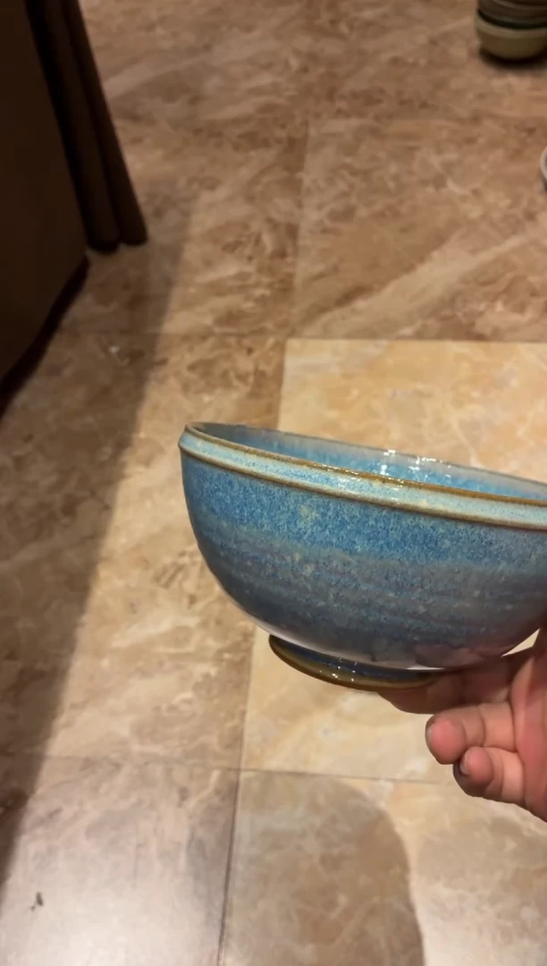 瓷片M****子311蓝色窑变手工碗1个
