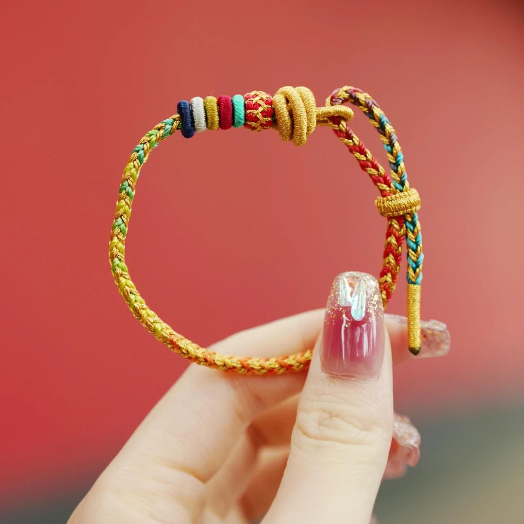 非金属布艺手链 蛇年2025红绳五彩红绳儿童款新中式纯手工编织