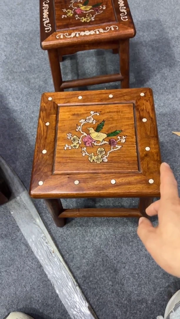 木木 螺钿镶嵌鸟踏花枝富贵凳