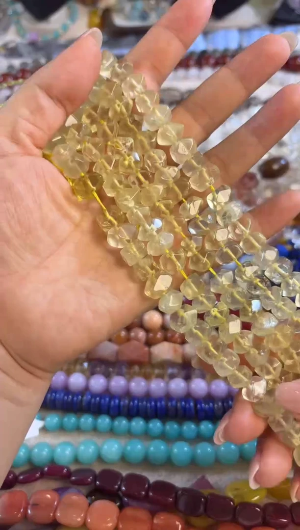 未镶嵌玛瑙/玉髓珠宝半成品柠檬晶八角