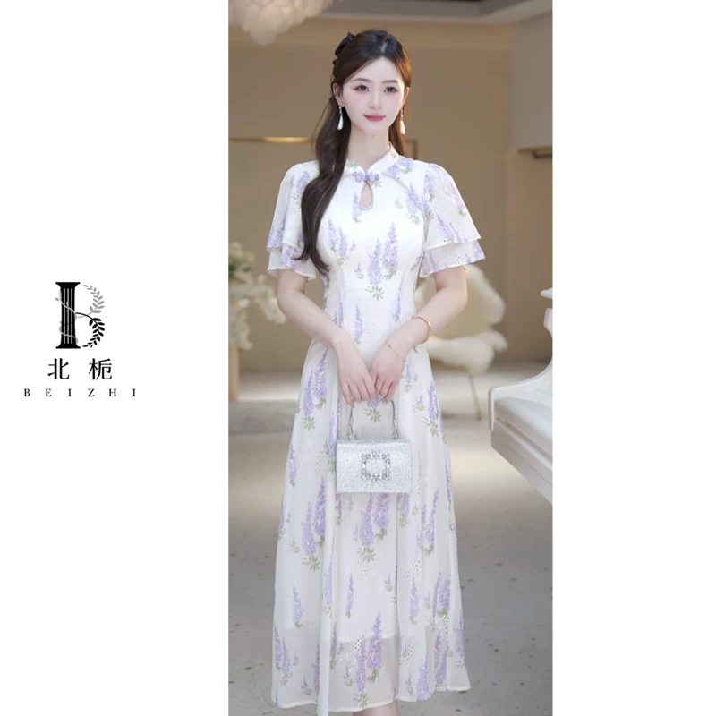 【北栀】新款水滴领新中式旗袍连衣裙 814594