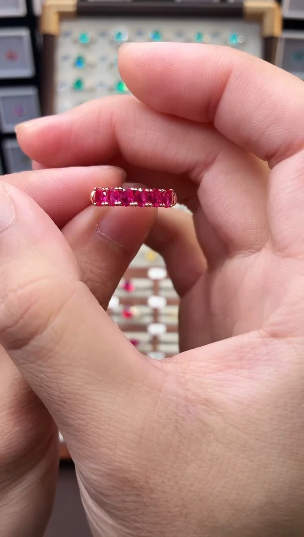 银S925镶嵌戒指红宝石1888