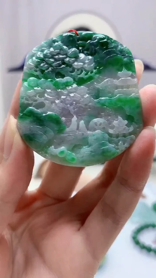定制翡翠未镶嵌4852zm-毛货挂件98山水