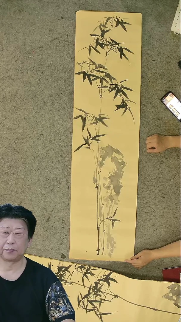 国画四尺对开 墨竹 条屏 34*138cm