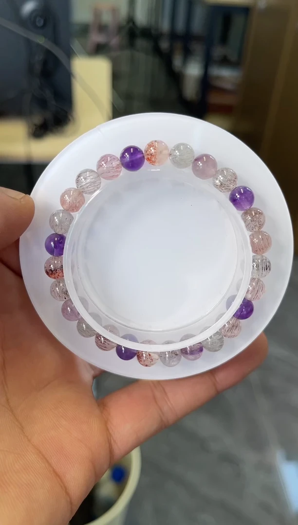 未镶嵌手串水晶超七黑加仑7mm 多样性发一