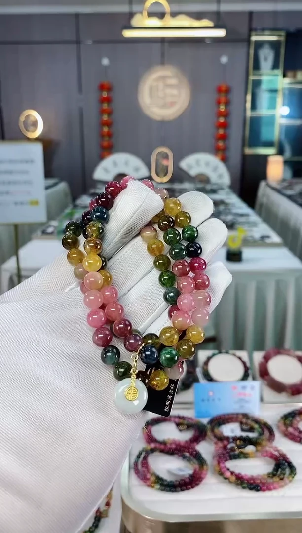 老矿碧玺三圈手串7mm+未镶嵌碧玺（多样性发一条）xion