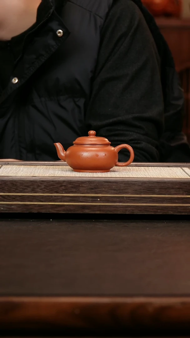 茶壶紫砂原矿小煤窑朱泥 虚扁150cc 大号