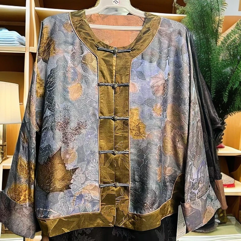 LL 2025春夏新款丹枫迎秋国风时尚圆领盘口提花短外套 24zh831