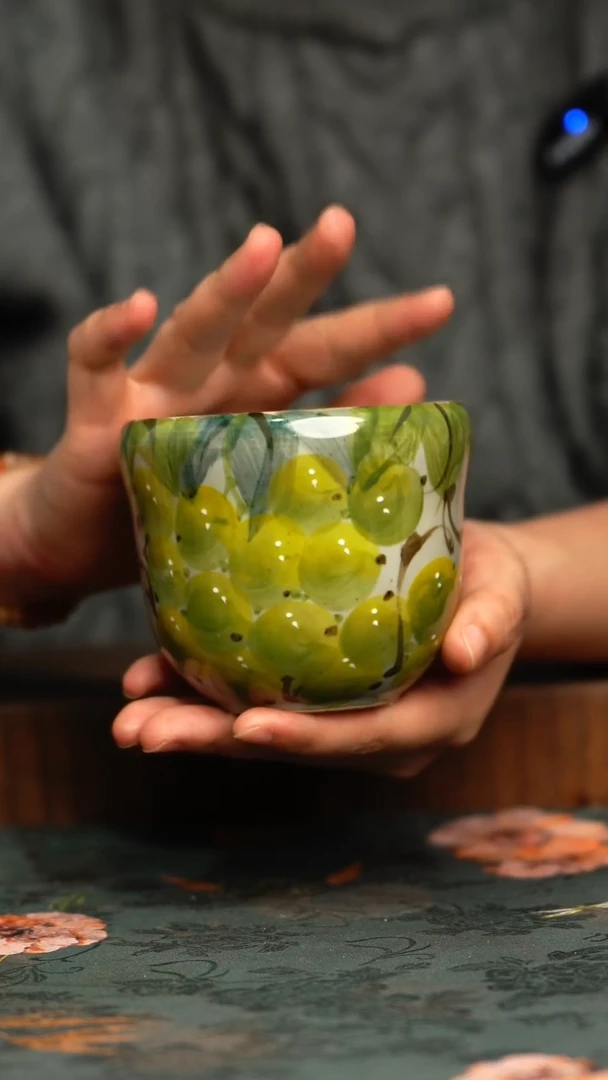 杯釉下彩手工手绘同款陶器