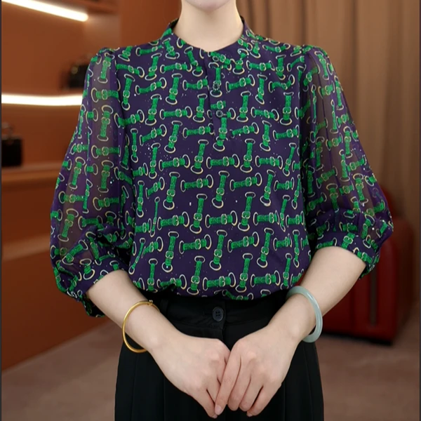 2025新款原版正品时尚轻奢女装古典碎花衬衫百搭洋气女上衣