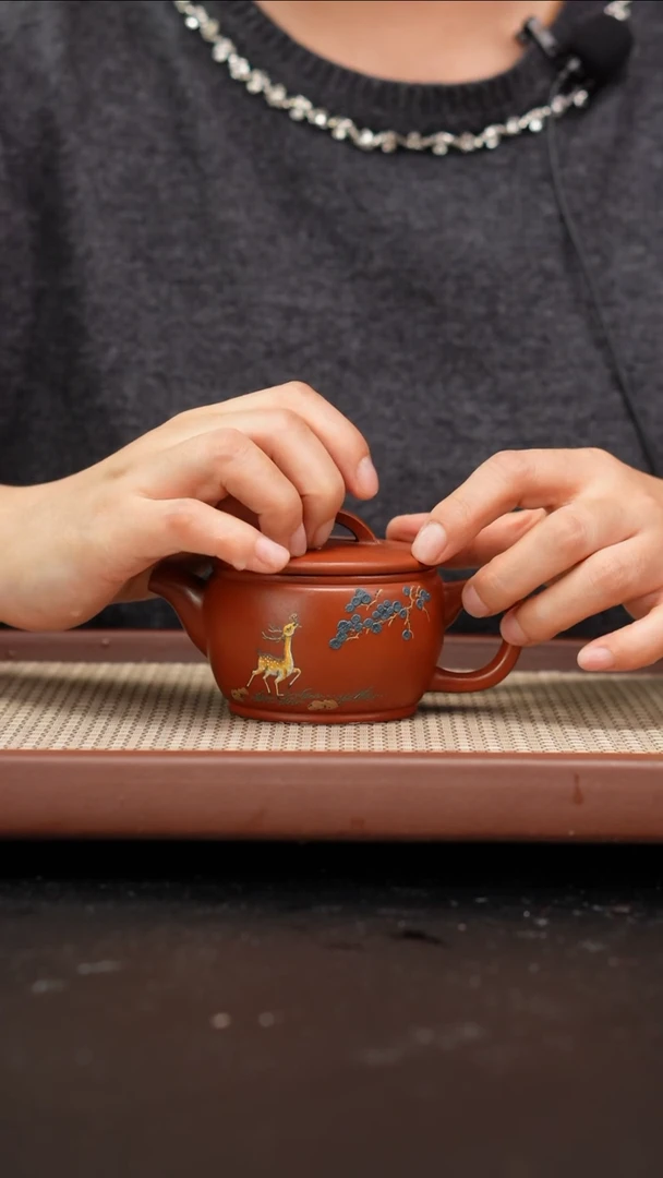 【闪购商品】紫砂茶壶赵庄朱泥汉瓦泥绘