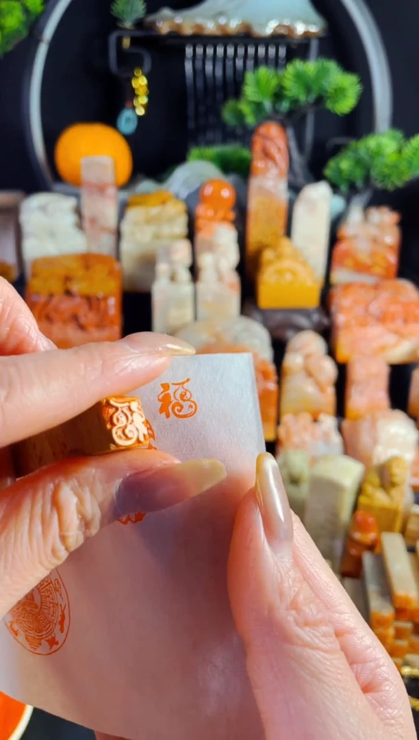 老挝石印石手工篆刻《小小葫芦福》1.0木纹