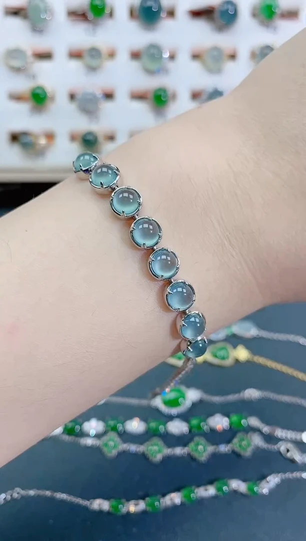 银S925镶嵌手链翡翠天然翡翠