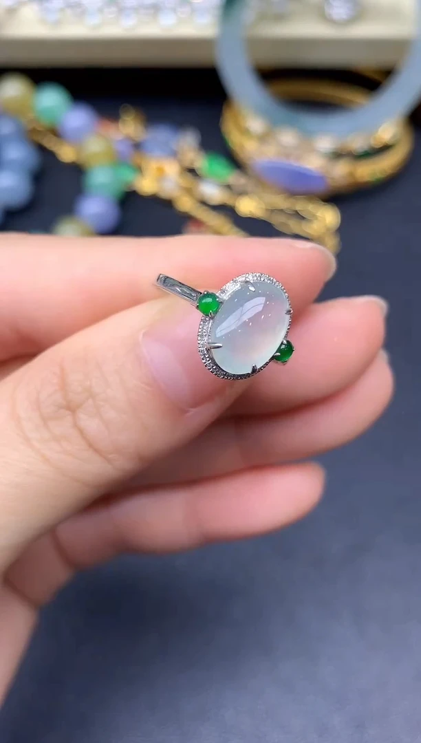 18K金镶嵌戒指翡翠197-雪姐翡翠天天见