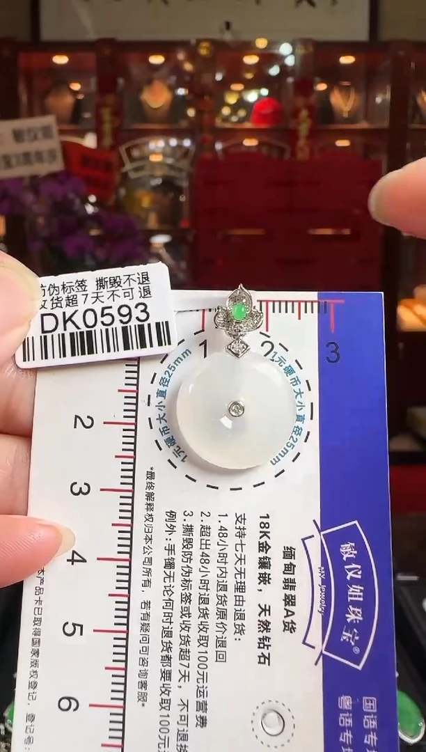 翡翠18K金镶嵌颈饰DK0593冰平安扣