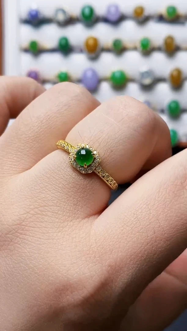 银S925镶嵌戒指翡翠1013