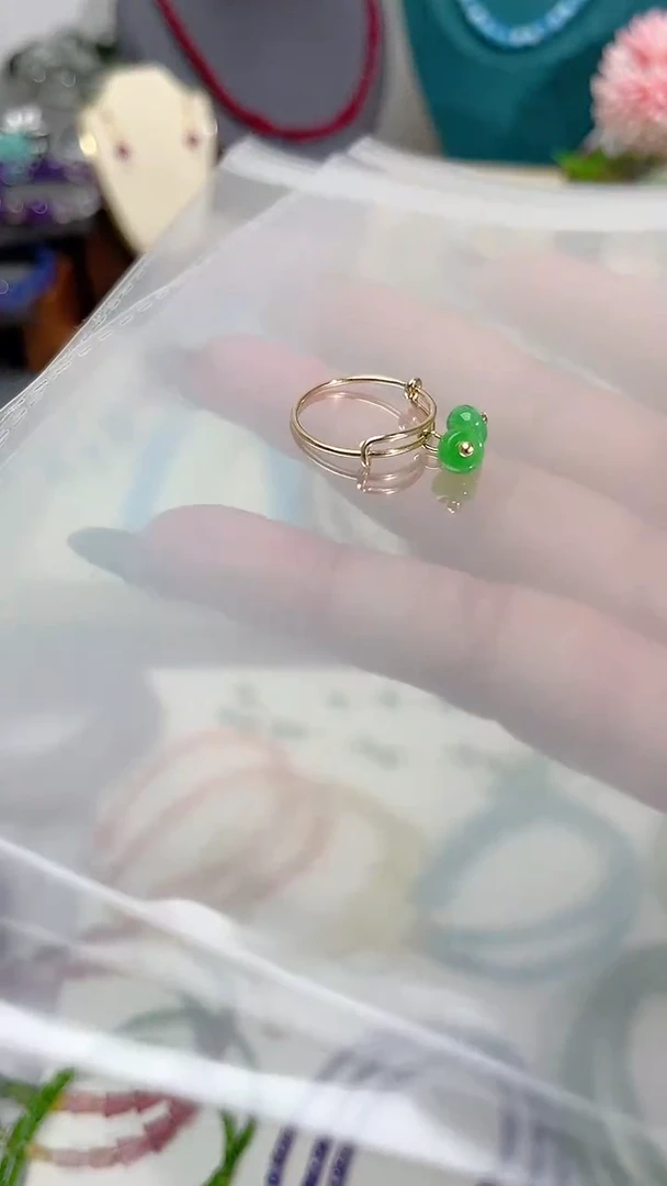 【闪购商品】翡翠戒指14K金镶嵌抽拉59