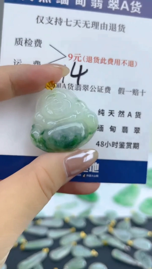 颈饰18K金镶嵌翡翠天然A货翡翠