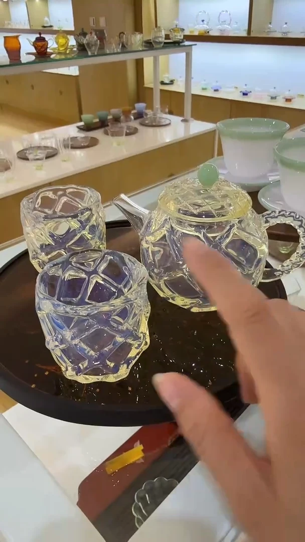 玉见熏银套组一壶两杯一茶盘