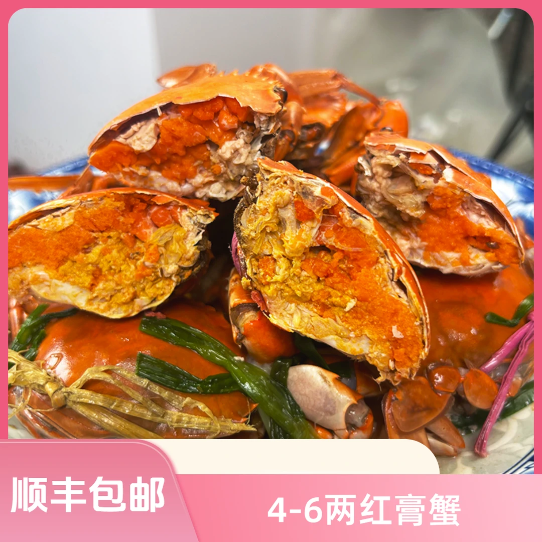 一【4-6两红膏蟹】【买2只在送1只】青蟹 海鲜 螃蟹 顺丰冷链到家 母蟹 4-6两/只 红膏青蟹