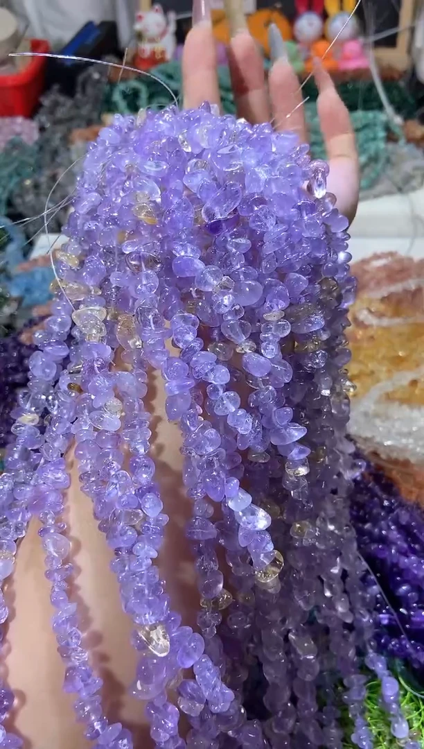 水晶珠宝半成品未镶嵌紫黄晶