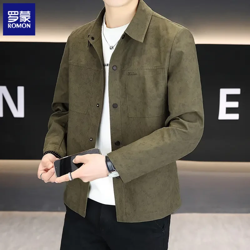 罗蒙男春季修身薄款男士轻奢百搭翻领夹克外套休闲帅气2025春秋季