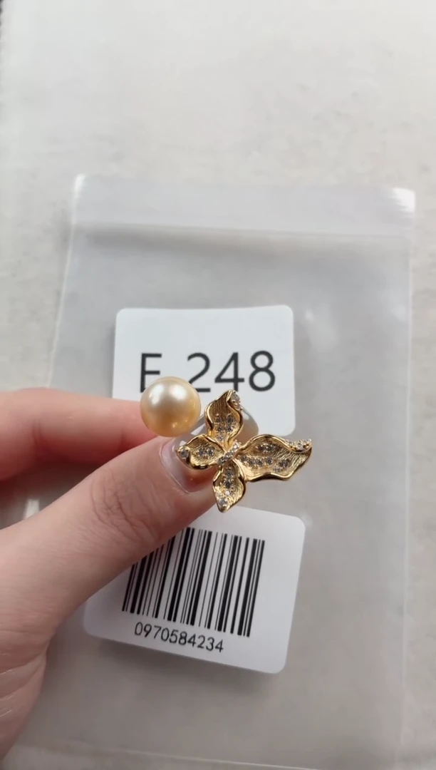 银S925镶嵌戒指海水珍珠E248