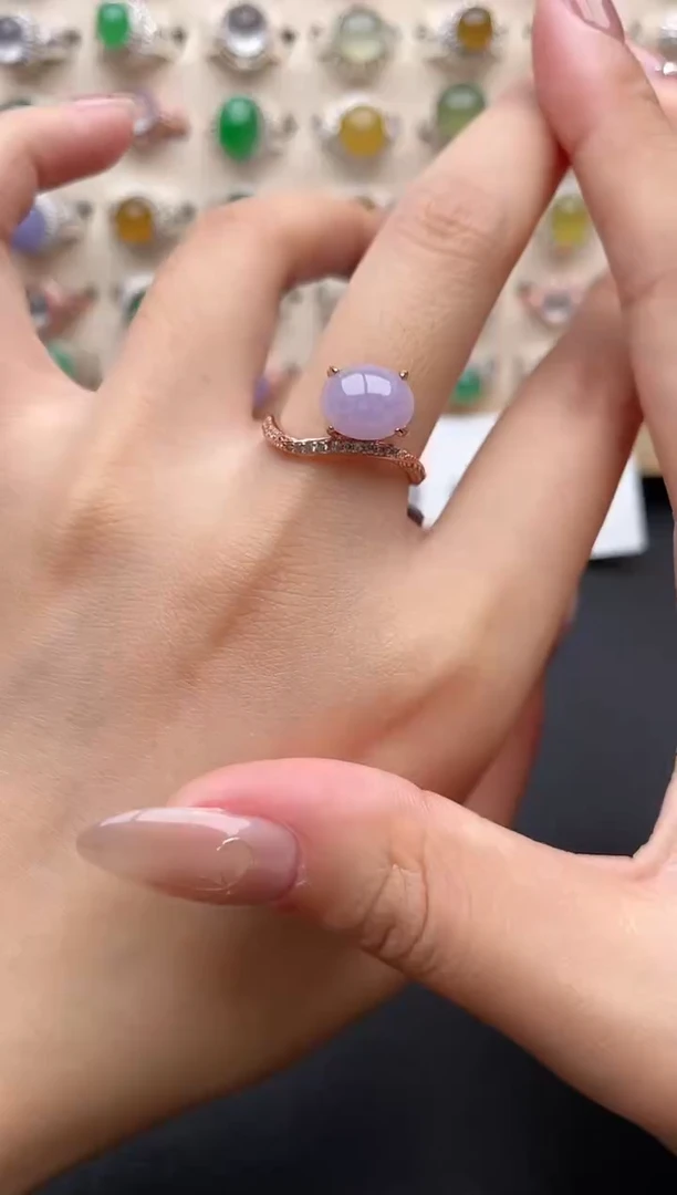 【闪购商品】翡翠戒指银S925镶嵌一物一证一礼盒