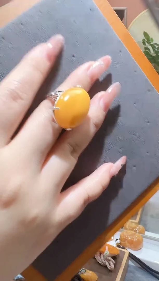蜜蜡颈饰银S925镶嵌1052天然蜜蜡珠宝奇石全都保真