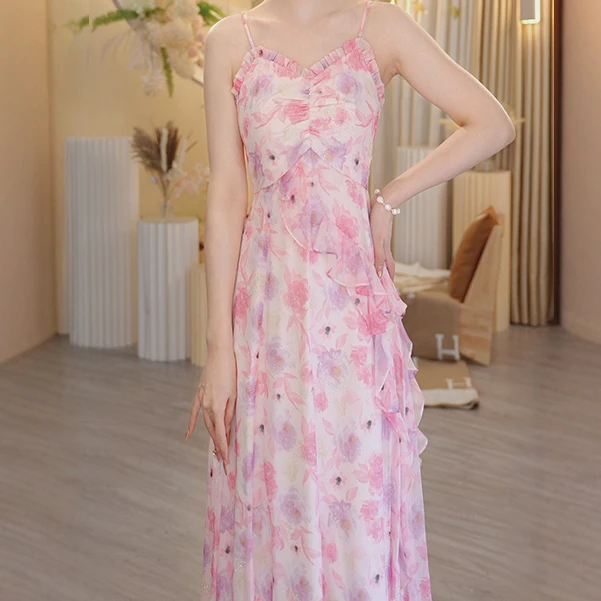 【米米专属】吊带连衣裙女夏季气质显瘦印花裙子OHVSG04069