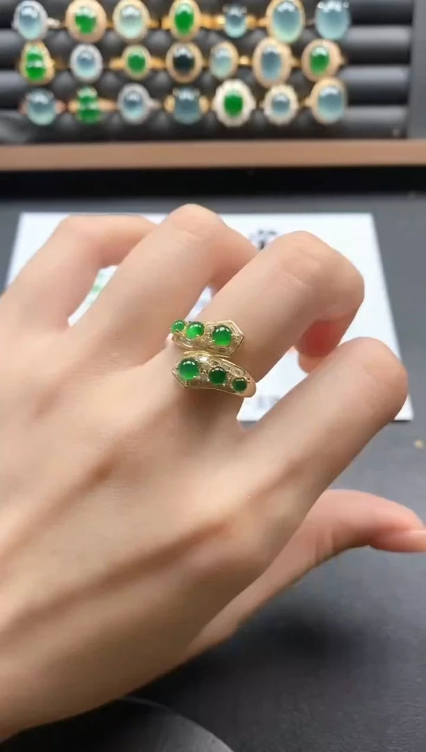 银S925镶嵌戒指翡翠51511