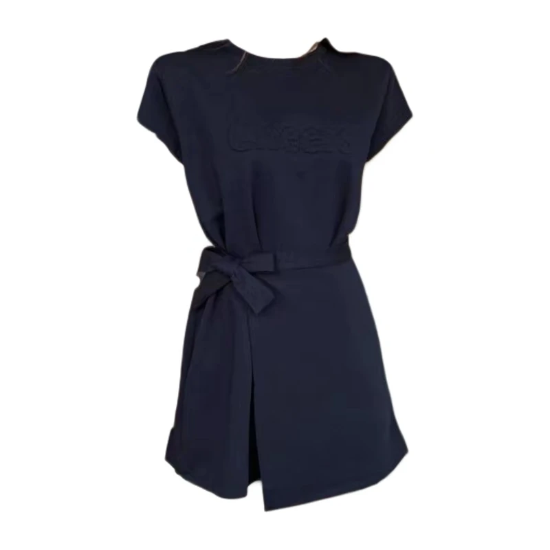 夏季新品大码女装胖MM减龄百搭显瘦百搭假两件连衣裙1066蓝色气质