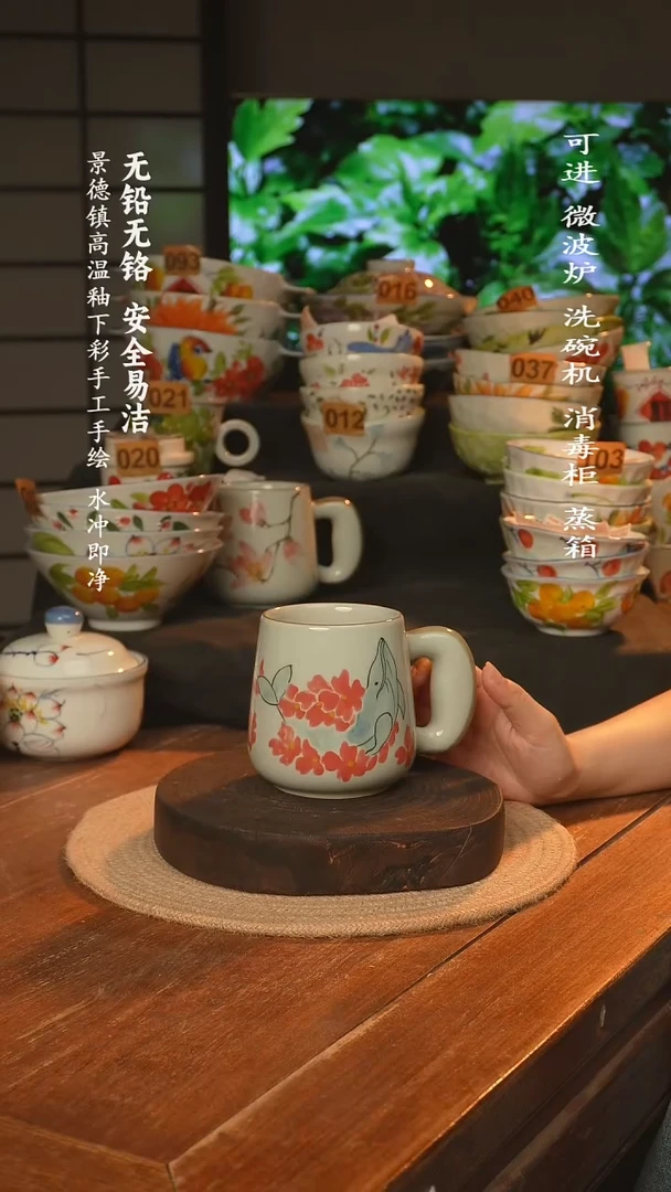 瓷景德镇高温瓷釉下彩手绘陶瓷