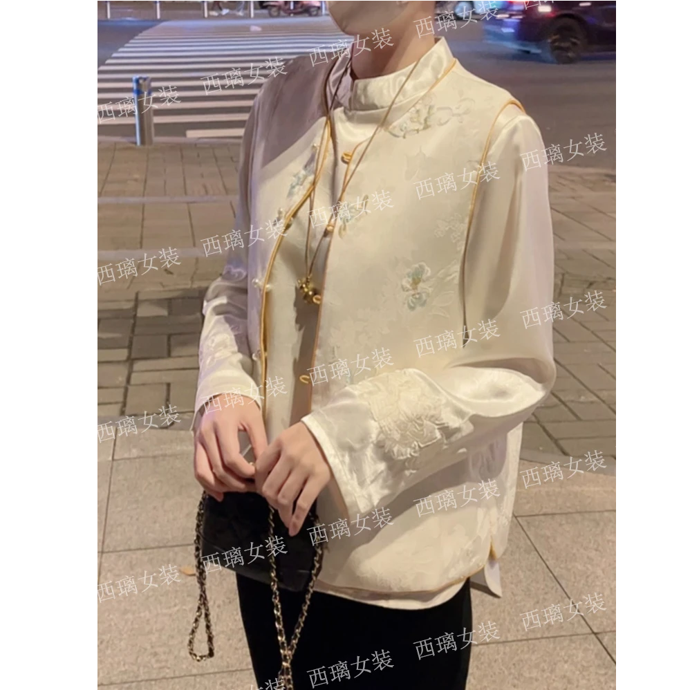 【花好月圆】双面双穿】刺绣秋季马夹新中式中国风马甲女士气质复古