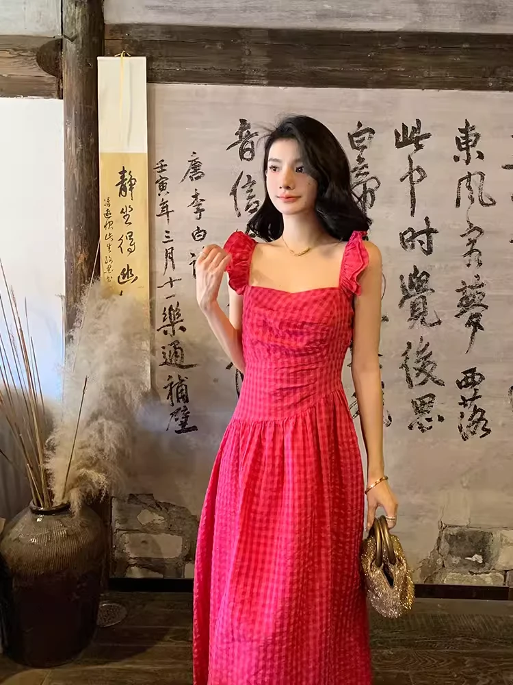 Meika-【少女心事】2024年原创新款显瘦收腰连衣裙-B6121K