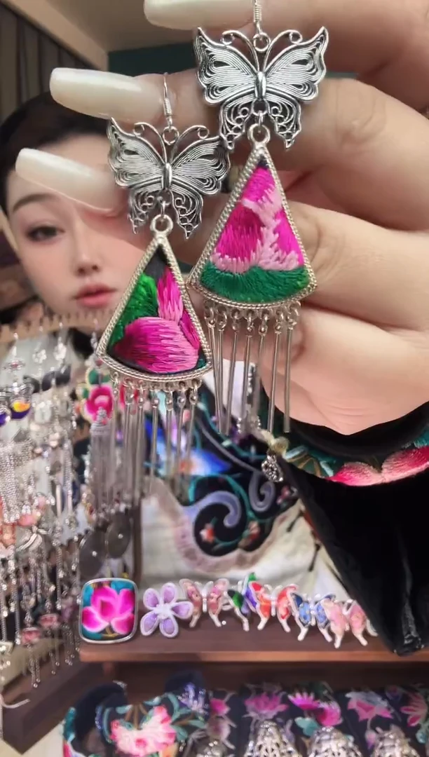 刺绣纯手工民族风刺绣耳环