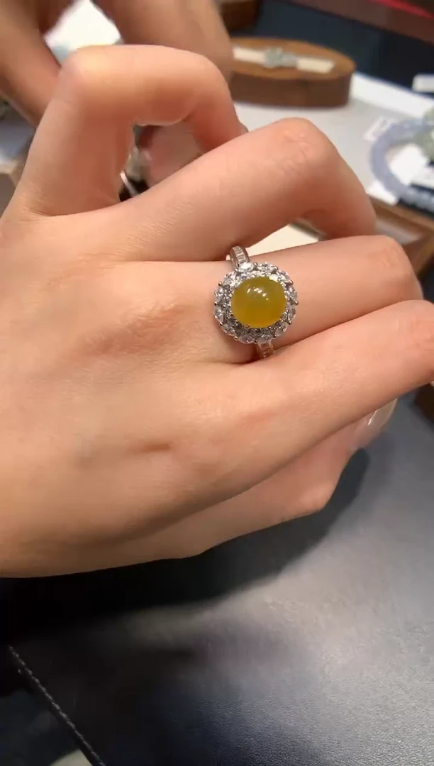 银S925镶嵌戒指翡翠戒指