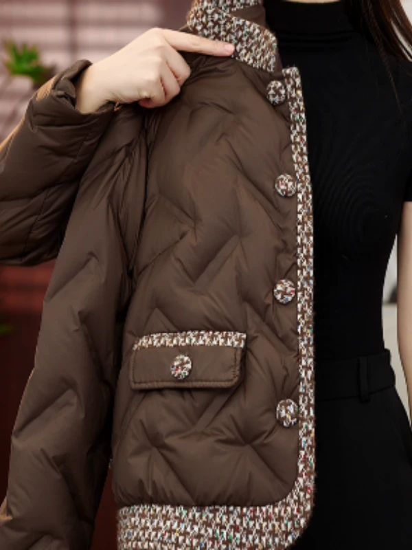 【甄选大朵鸭绒】2025杭州原版正品保暖气质减龄修身鸭绒服E-5107