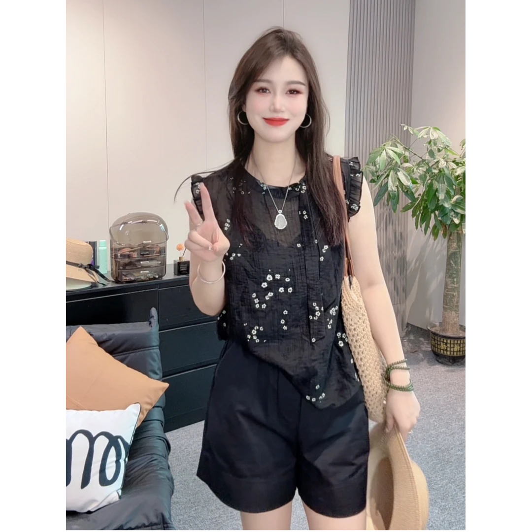 【唯美女装】雏菊花～领口蝴蝶结设计小飞袖小衫