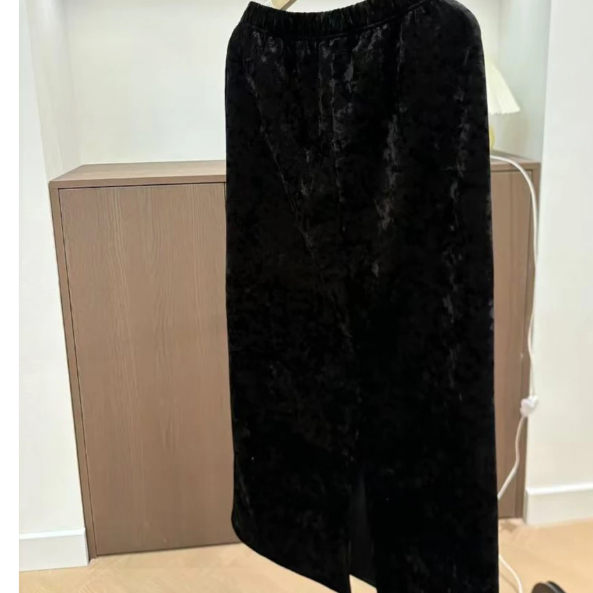 清“巨显瘦”丝绒直筒裙