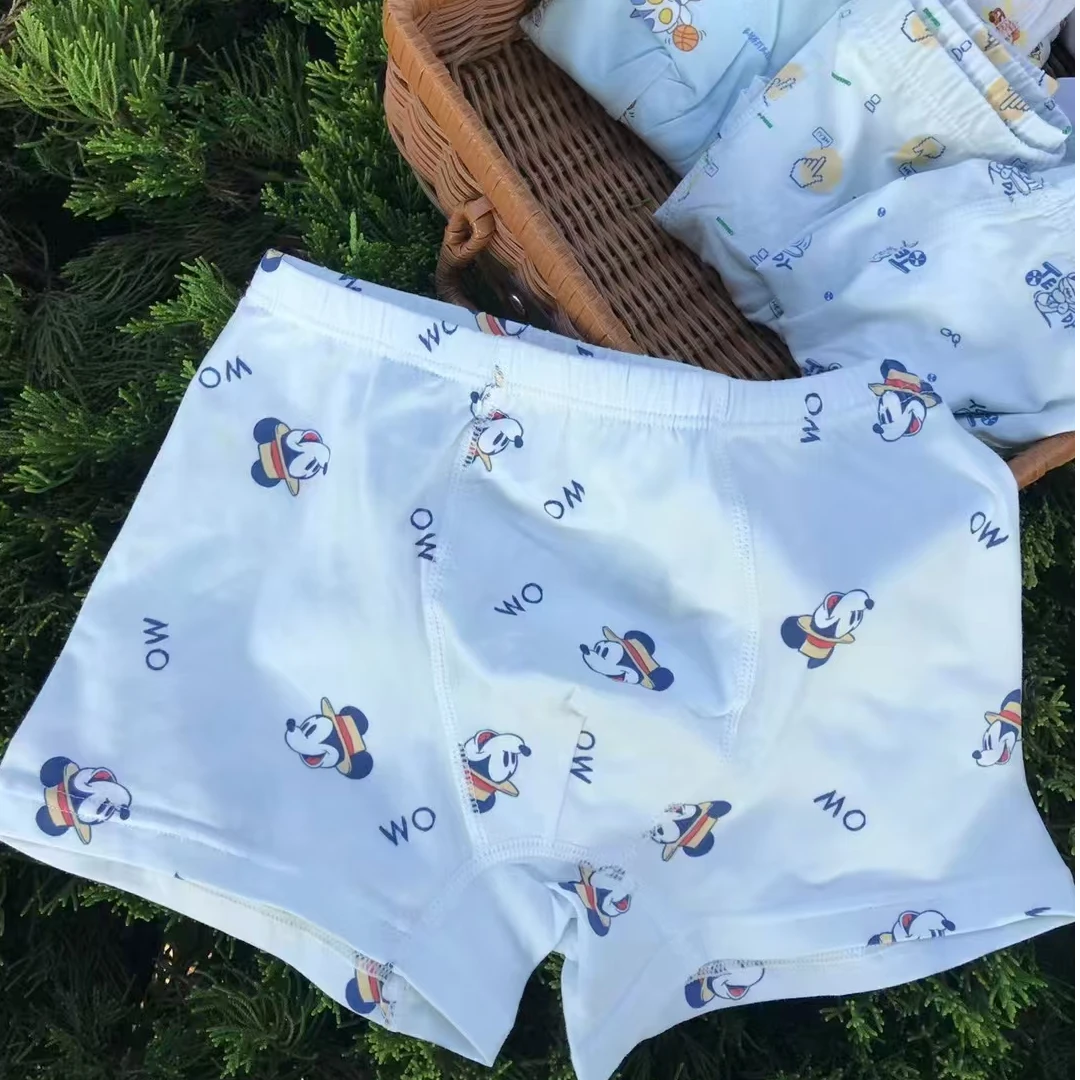 六条装儿童平角内裤男女童透气四角裤舒适无骨A类抗菌棉卡通内裤