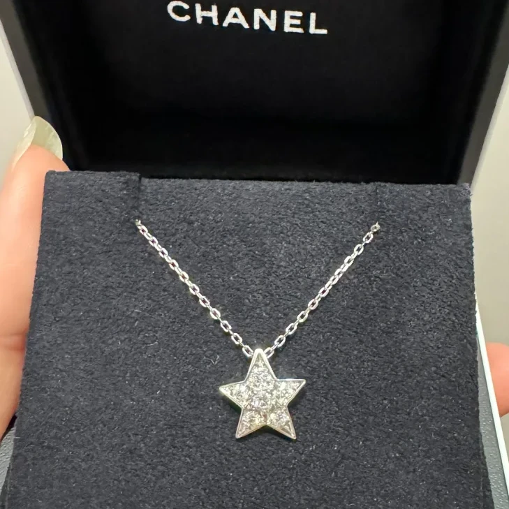 99新 Chanel/香奈儿 小花6欢 彗星 中号 项链 18K白金 满钻