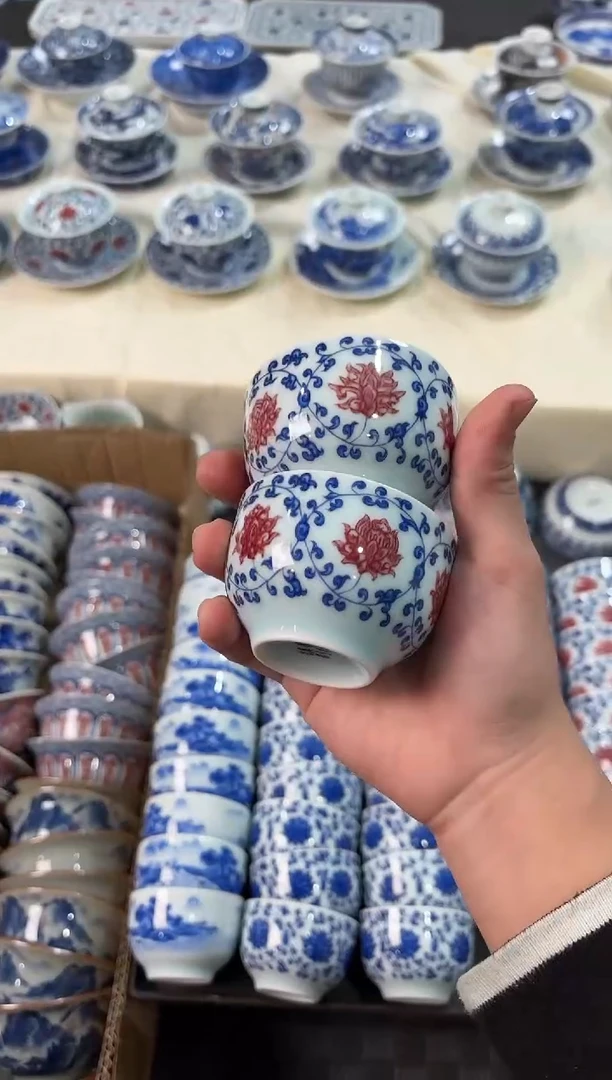 杯子瓷景德镇陶瓷茶具青花釉里红小杯子2