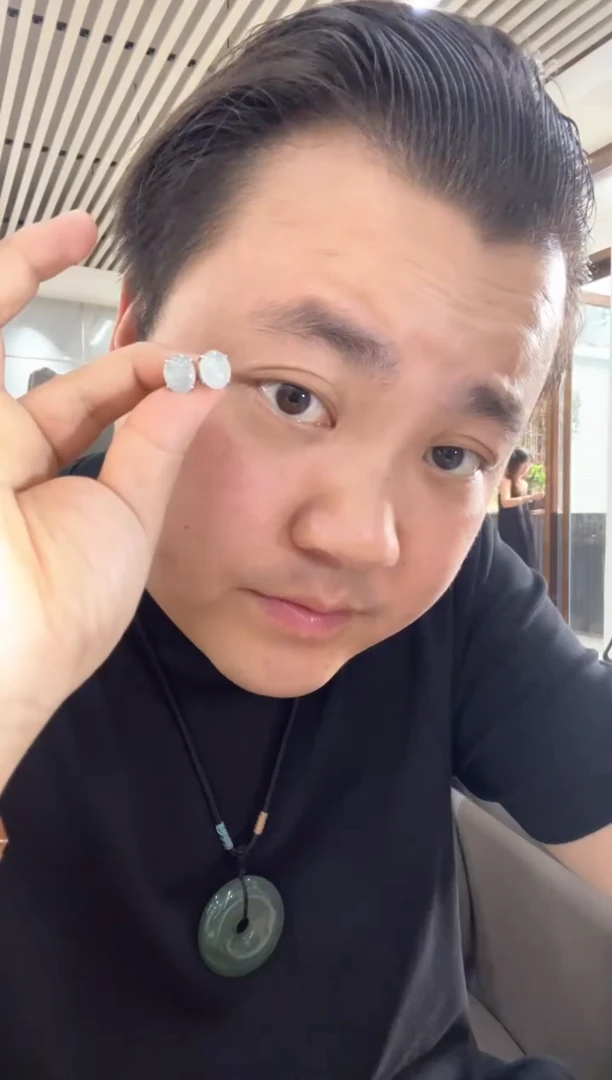 翡翠银S925镶嵌耳饰耳环