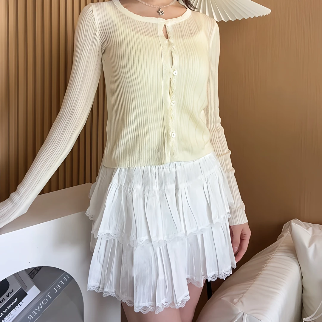 欣小姐（拍一发二）蕾丝花边蛋糕短裙小众女装_+一字肩小衫灰色